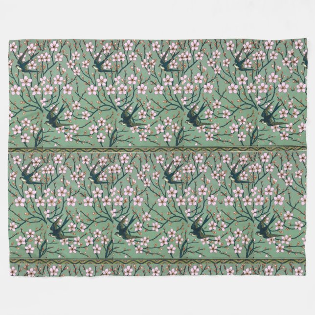 Couverture Polaire Walter Crane Hirondelles et amandes (Devant (Horizontal))