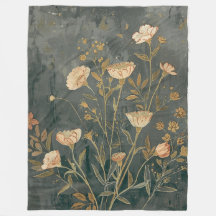 Warm Dark Gray Peach Sage Vintage Wildflower