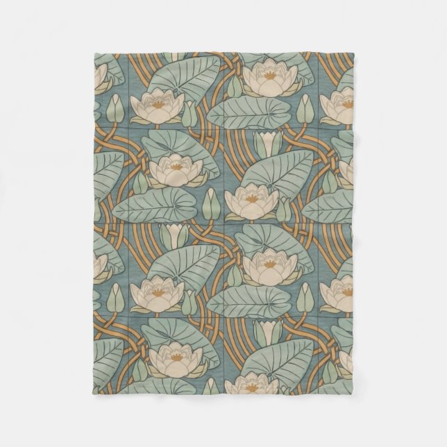 Couverture Polaire Water Lys Lily Art Nouveau Nature (Devant)