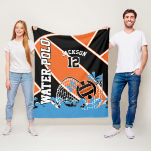 Couverture Polaire Water Polo 🤽 ‍ ♀️ Sport en Orange, Noir et Blanc