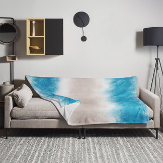 Couverture Polaire Watercolor Beach Waves Blue Waters