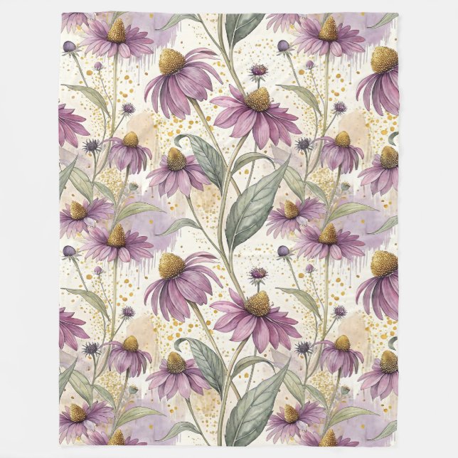 Couverture Polaire Watercolor Echinacea Purple & Gold (Devant)