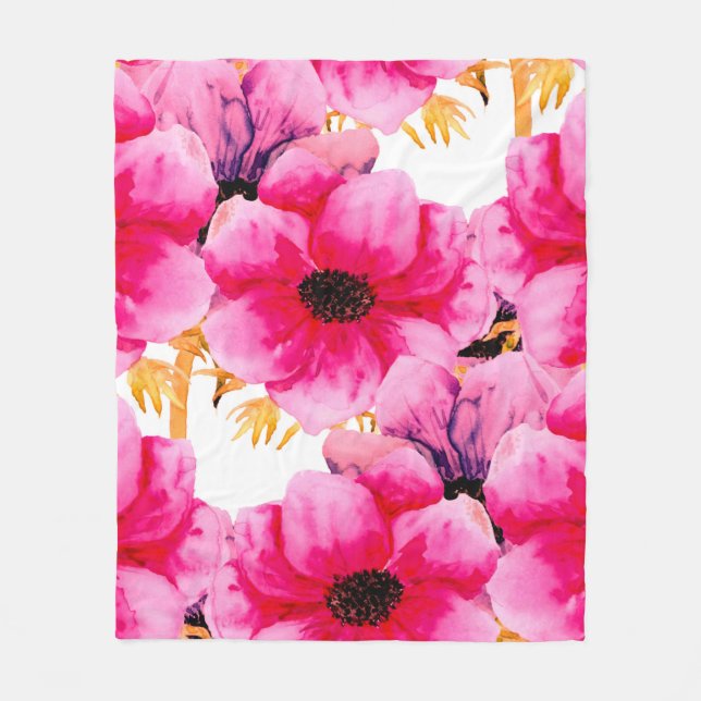 Couverture Polaire Watercolor flower seamless pattern background,beau (Devant)