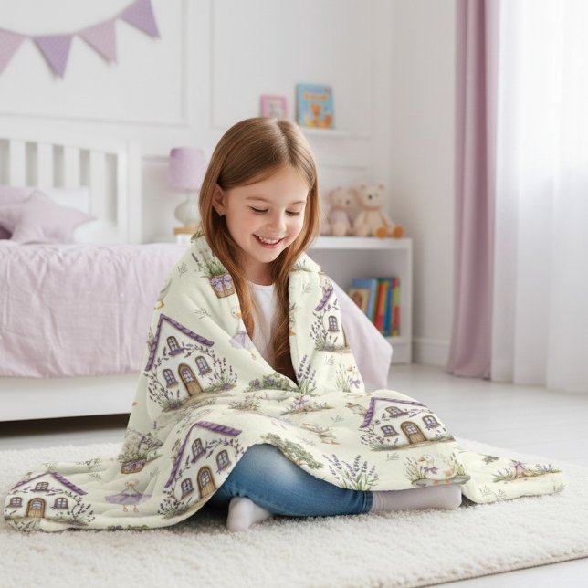 Couverture Polaire Watercolor Goose Lavender Farm House (Créateur téléchargé)