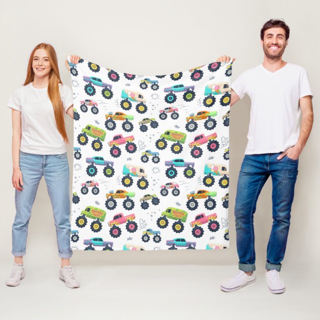Couverture Polaire Watercolor Monster Car Trucks kids (En situation)