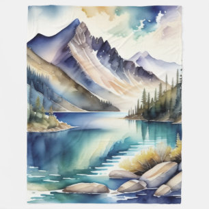 Couverture Polaire Watercolor Mountain Lake Scène 4:5 Poster