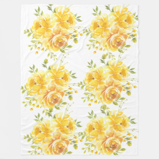 Couverture Polaire Watercolor Yellow Floral Fleece Blanket 