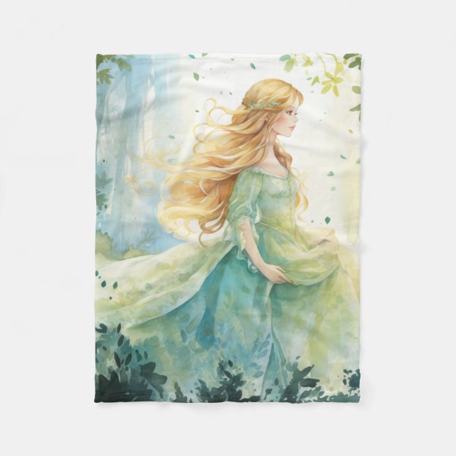 Couverture Polaire Watercolour Forest Princess (Devant)