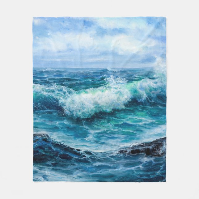 Couverture Polaire Waves in ocean. Modern Impressionism, modernism, m (Devant)