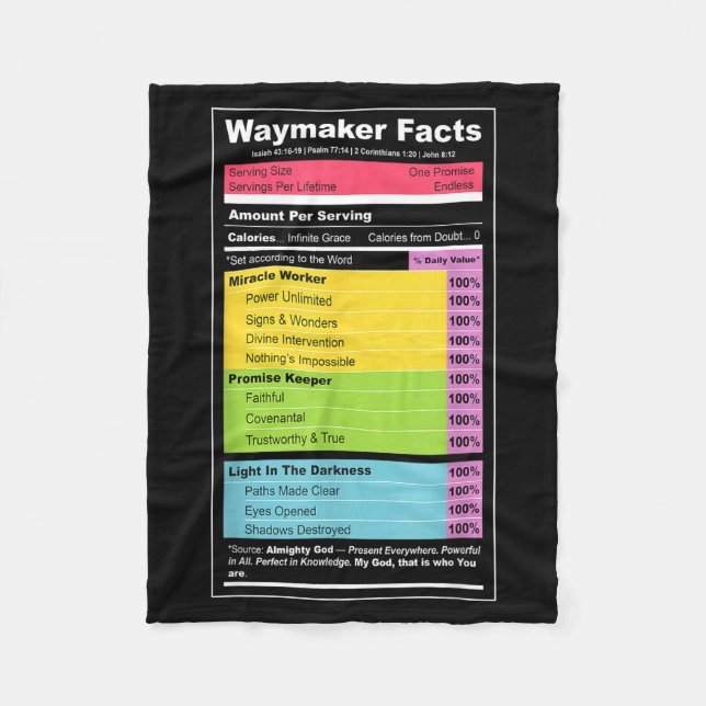 Couverture Polaire Waymaker Facts Christian Tee _ Faith Nutrition Lab (Devant)