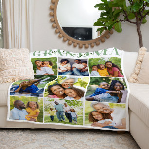 Couverture Polaire We Love Grand-mère Green Mothers Day Photo Collage