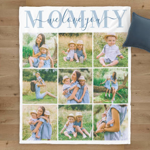 Couverture Polaire We Love maman Blue Mother's Day Photo Collage