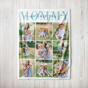 Couverture Polaire We Love Mommy Aqua Fête des mères Collage photo
