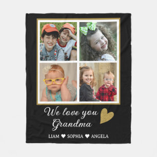 Couverture Polaire We Love You Grand-mère Grandkids 4 Photo Collage