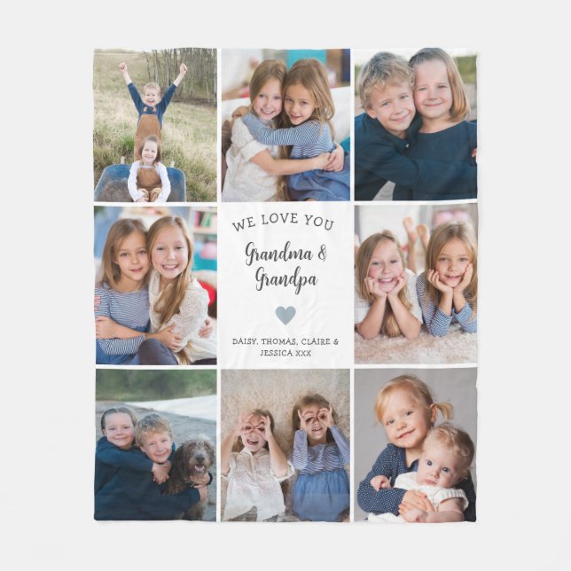 Couverture Polaire We Love You Grand-parents Photo Collage Modern (Devant)
