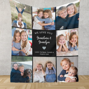 Couverture Polaire We Love You Grand-parents Photo Collage Modern