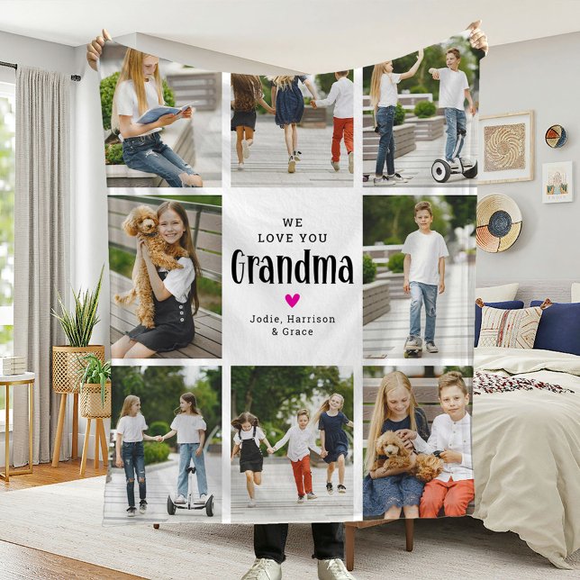 Couverture Polaire We Love You Grandma Photo Collage Cadeau (Créateur téléchargé)
