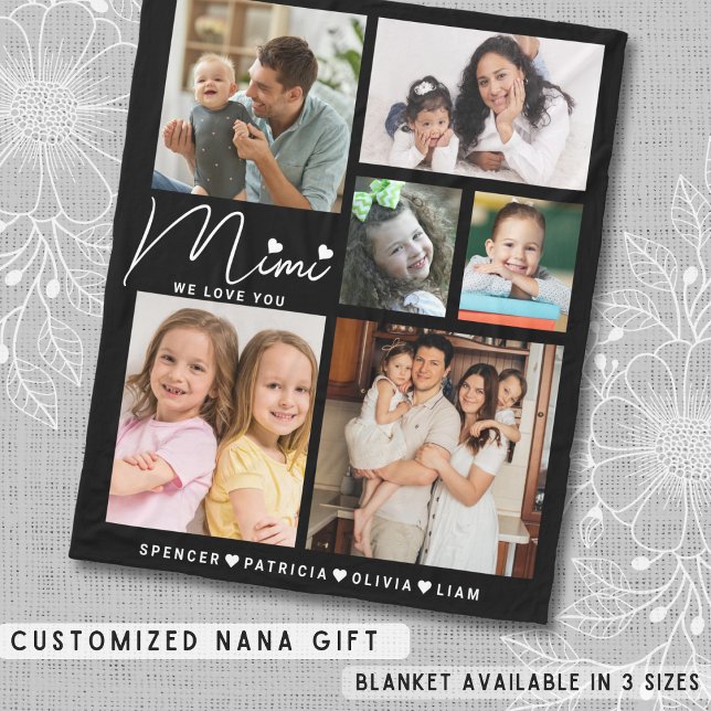 Couverture Polaire We Love You Mimi Grandkids Names 6 Photo Collage (We Love You Mimi Grandkids Names 6 Photo Collage Fleece Blanket)