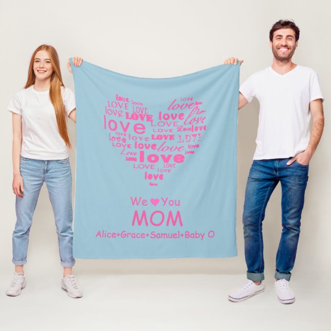 Couverture Polaire "We Love You Mom" de Kids Personnalisé (En situation)