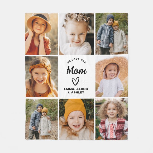 Couverture Polaire We Love You Mom Family Modern Photo Collage (Devant)