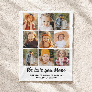 Couverture Polaire We Love You Mom Family Modern Photo Collage