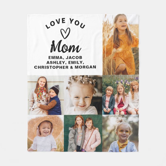 Couverture Polaire We Love You Mom Family Modern Photo Collage (Devant)