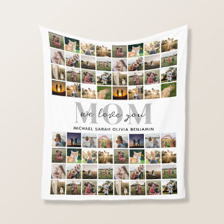 Couverture Polaire We Love You Mom Personnalisé 64 Photo Collage