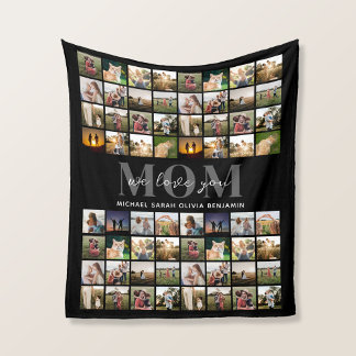 Couverture Polaire We Love You Mom Personnalisé 64 Photo Collage