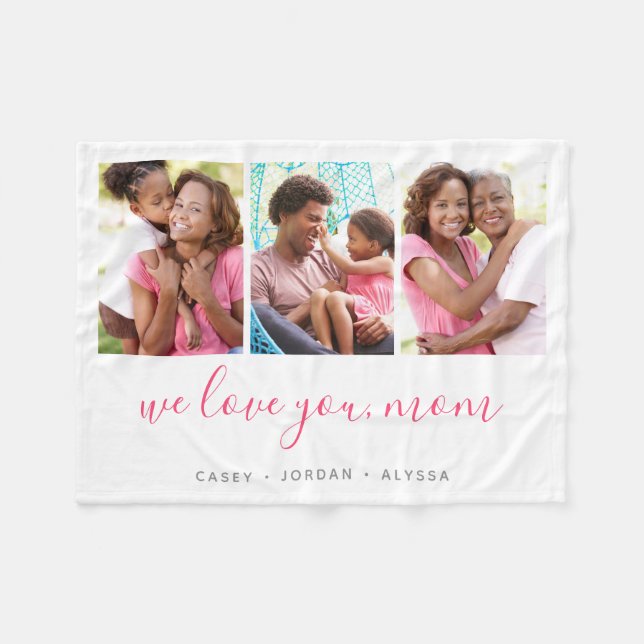 Couverture Polaire We Love You Mother's Day 3 Photo Collage (Devant (Horizontal))