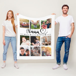 Couverture Polaire We Love You Nana Grandkids Names Photo Collage
