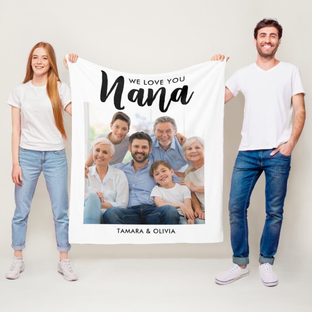 Couverture Polaire We Love You Nana Une Photo Personnalisée Blanc (En situation)