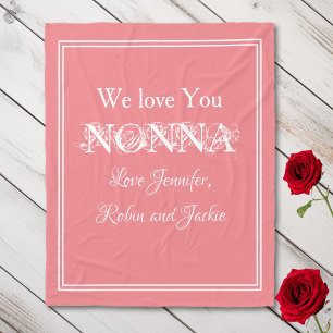 Couverture Polaire "We Love You NONNA" Saumon de noms personnalisés