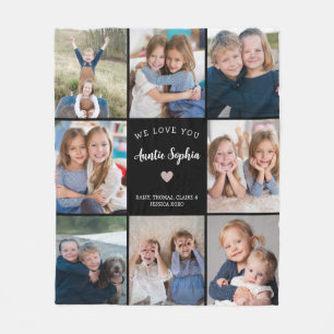 Couverture Polaire We Love You Tante Photo Collage Simple Noir