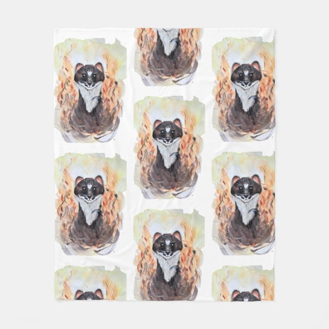 Couverture Polaire Weasel Humour magique Totem Harmonie Aquarelle Mys (Devant)