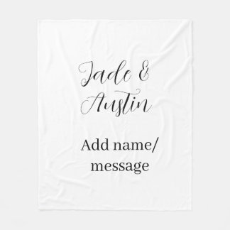 Couverture Polaire Wedding couple name message date romantic elegant 