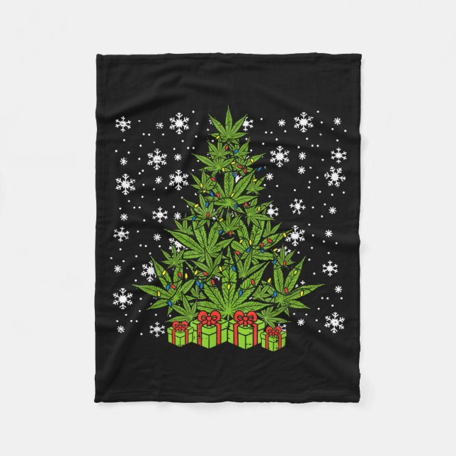 Couverture Polaire Weed Christmas Tree Funny Xmas T Men Women  (Devant)
