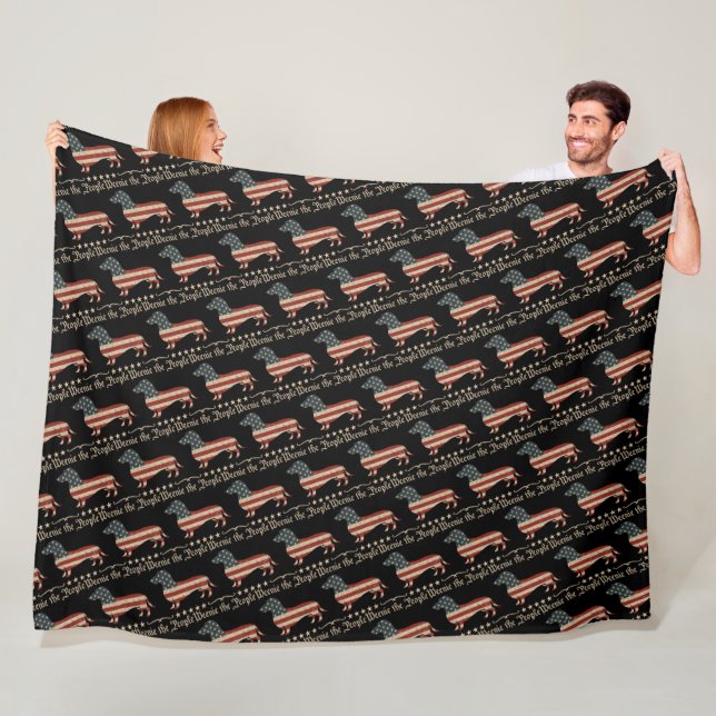 Couverture Polaire Weenie Le Peuple Dachshund 4 juillet (En situation)