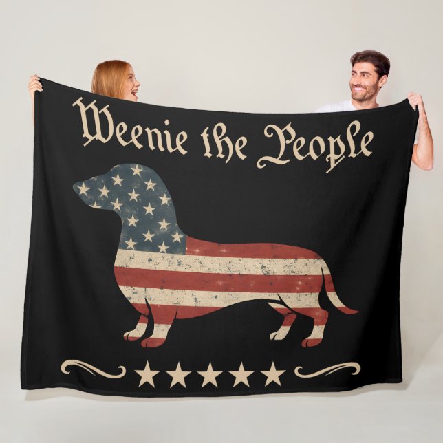 Couverture Polaire Weenie Le Peuple Dachshund 4 juillet (En situation)