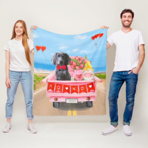 Couverture Polaire Weimaraner Chien Valentine's Day Truck
