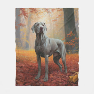 Couverture Polaire Weimaraner en automne Leaves automne Inspire