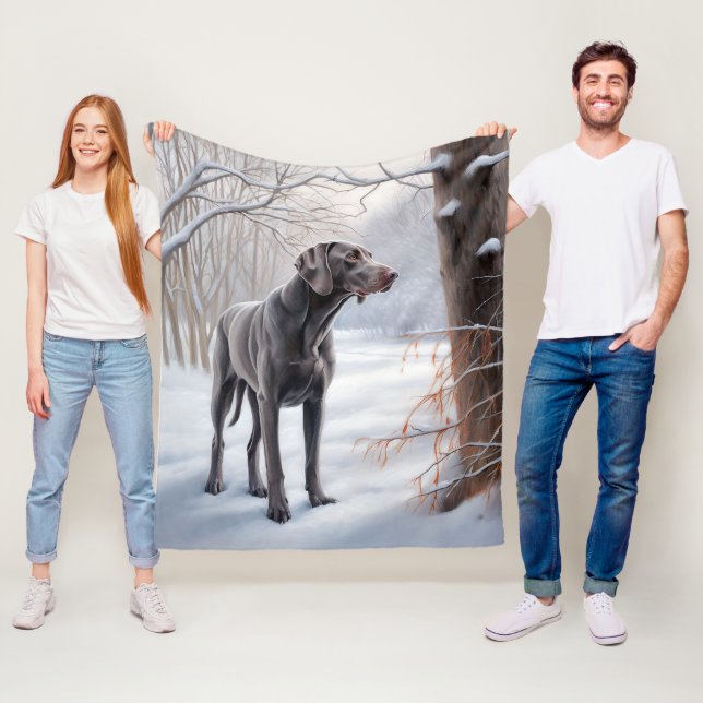 Couverture Polaire Weimaraner Laisser Neige Noël (En situation)