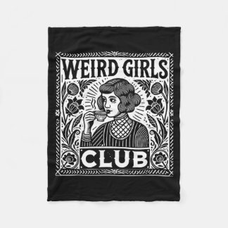 Couverture Polaire Weird Girls Club Vintage Linocut Retro Introvert A
