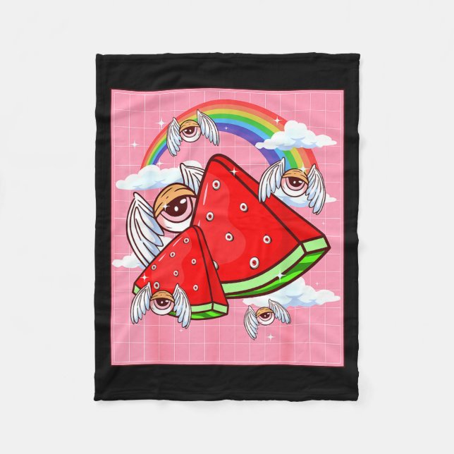 Couverture Polaire Weirore Aesthetic Kawaii Watermelon Eyes Winged Ey (Devant)