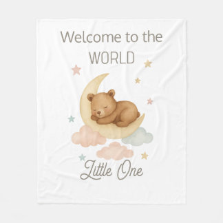 Couverture Polaire Welcome to the World Baby Blanket Boho Watercolor