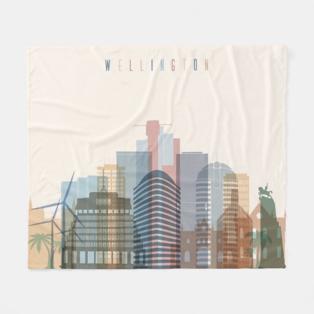 Couverture Polaire Wellington (Nouvelle-Zélande)| Ville Skyline (Devant (Horizontal))