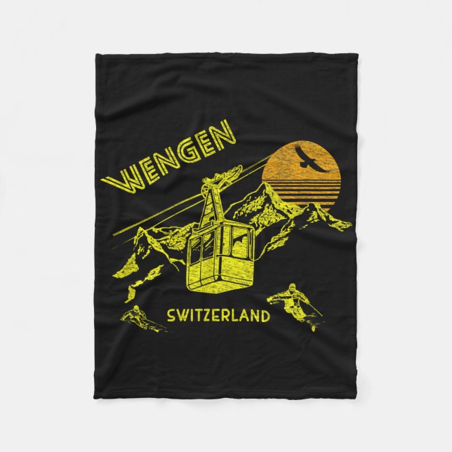 Couverture Polaire Wengen Switzerland Retro Skiing Tee  (Devant)