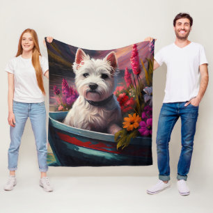 Couverture Polaire West Highland White Terrier en bateau