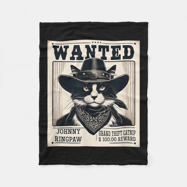 Couverture Polaire Western Cat Cowboy Muchshot Recherché (Devant)