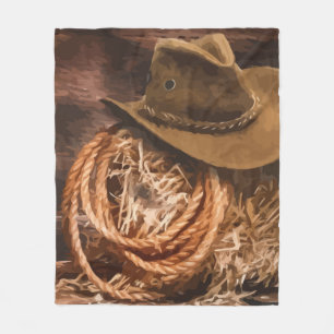 Couverture Polaire Western Cowboy Casquette Lasso Horse Art