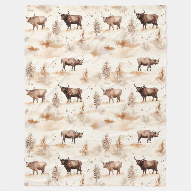Couverture Polaire Western Southwest Animal Highland Cow (Devant)